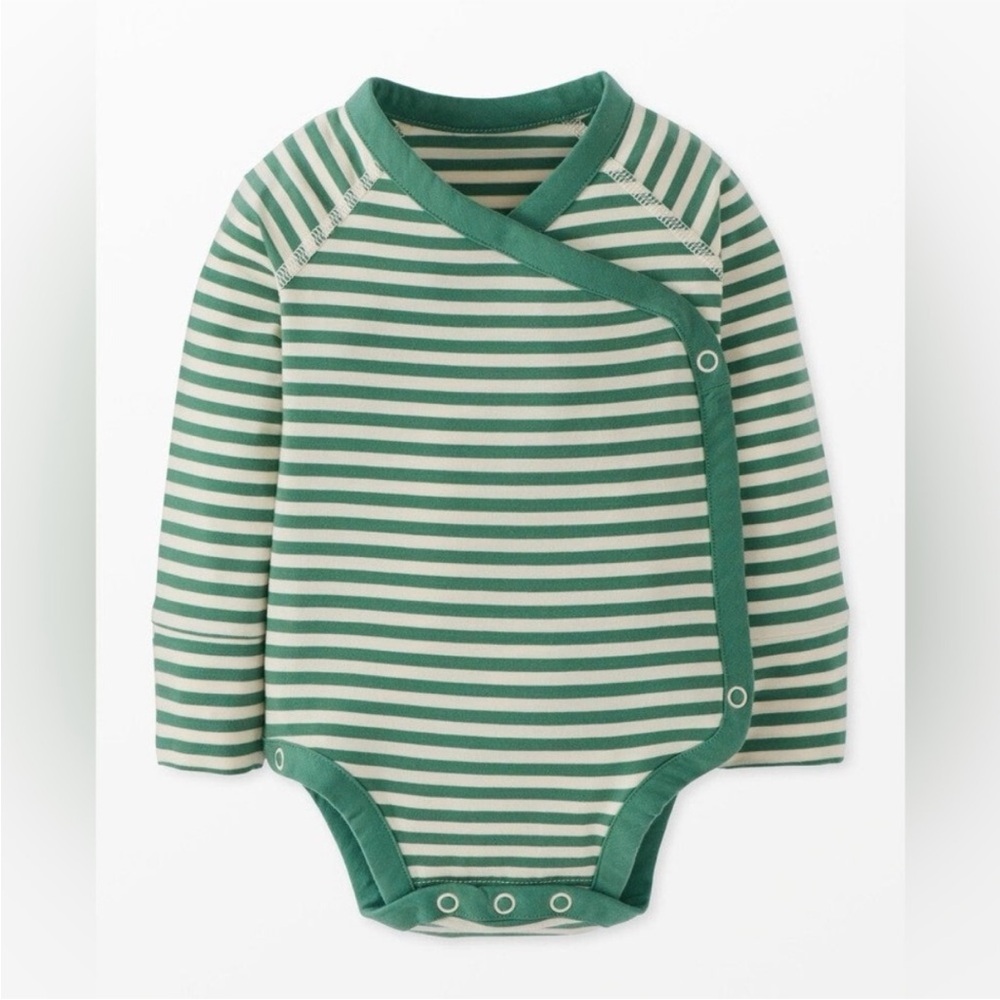 Hanna Andersson Green and White Striped Bodysuit - size 6-12mo